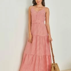 Συμφωνίες 🌟 The Fashion Project Φόρεμα καρώ με βολάν - Κόκκινο ✨ -Φορέματα Εκπτώσεις forema karw me volan 102579 42ye