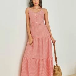 Συμφωνίες 🌟 The Fashion Project Φόρεμα καρώ με βολάν - Κόκκινο ✨