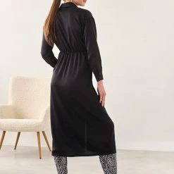 Best Pirce ⌛ The Fashion Project Φόρεμα κιμονό σατέν με δέσιμο - Μαύρο 🔥 -Φορέματα Εκπτώσεις forema kimono saten me desimo 106981 zhzx