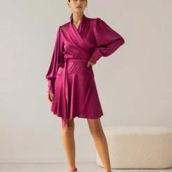 Ολοκαίνουργιο 🧨 The Fashion Project Φόρεμα κιμονό σατέν με γιακά - Magenta ⭐ -Φορέματα Εκπτώσεις forema kimono saten me giaka 107016 ex6l