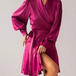 Ολοκαίνουργιο 🧨 The Fashion Project Φόρεμα κιμονό σατέν με γιακά - Magenta ⭐ -Φορέματα Εκπτώσεις forema kimono saten me giaka 107016 nf9n