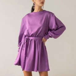 Αγορά 🤩 The Fashion Project Φόρεμα κοντό με Balloon μανίκια - Μωβ 😉