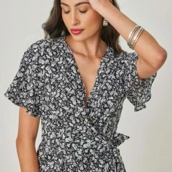 Καλύτερη πώληση ✨ The Fashion Project Φλοράλ φόρεμα κρουαζέ - Μαύρο 😀 -Φορέματα Εκπτώσεις forema krouaze me louloudia 102427 uwcp