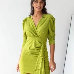 Αγορά 🥰 The Fashion Project Φόρεμα κρουαζέ με σούρες - Λαχανί 🌟 9 Αγορά 🥰 The Fashion Project Φόρεμα κρουαζέ με σούρες - Λαχανί 🌟 -Φορέματα Εκπτώσεις forema krouaze me soures 106305 c2cg