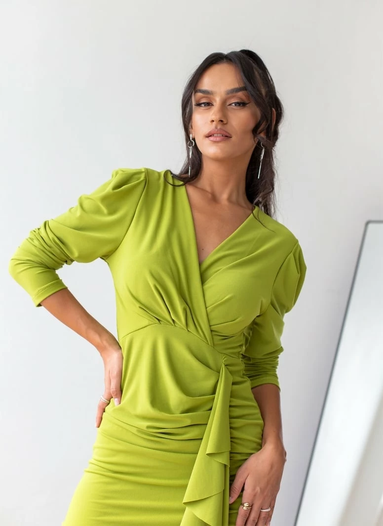 Αγορά 🥰 The Fashion Project Φόρεμα κρουαζέ με σούρες - Λαχανί 🌟 6 Αγορά 🥰 The Fashion Project Φόρεμα κρουαζέ με σούρες - Λαχανί 🌟 - Image 6