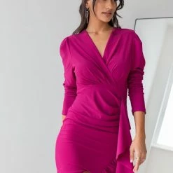Κουπόνι 🎉 The Fashion Project Φόρεμα κρουαζέ με σούρες - Magenta ✨ -Φορέματα Εκπτώσεις forema krouaze me soures 106306 vd8v
