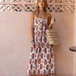 Προώθηση ⭐ The Fashion Project Εμπριμέ φόρεμα με λαχούρια - Κεραμιδί 😀