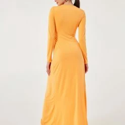Προώθηση 🛒 The Fashion Project Φόρεμα μακρύ με κόμπο - Πορτοκαλί ❤️ -Φορέματα Εκπτώσεις forema makru me kompo 101826 hr5t