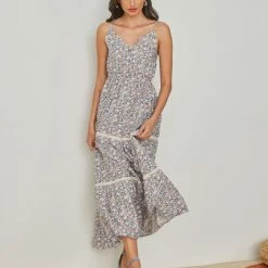 Εξοδος 🎉 The Fashion Project Φλοράλ φόρεμα με κουμπιά στο μπούστο - Πορτοκαλί 👏