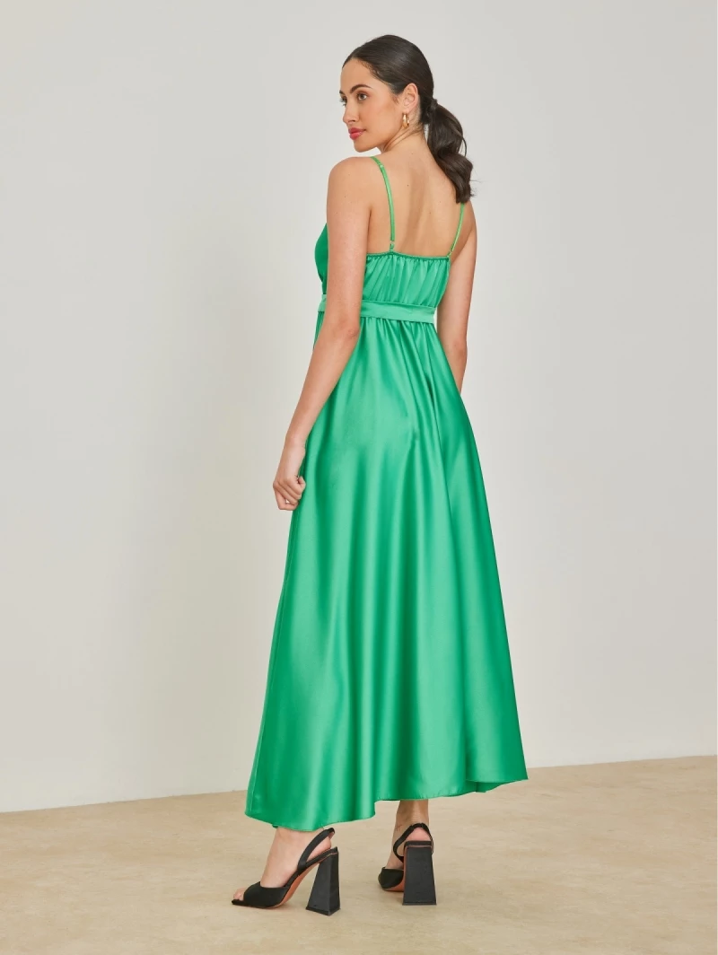 Το φθηνότερο 🧨 The Fashion Project Φόρεμα μακρύ σατέν με άνοιγμα - Πράσινο 👍 3 Το φθηνότερο 🧨 The Fashion Project Φόρεμα μακρύ σατέν με άνοιγμα - Πράσινο 👍 - Image 3