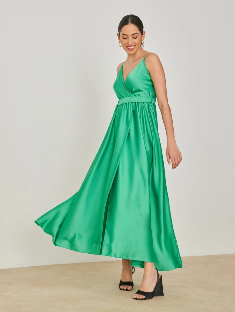 Το φθηνότερο 🧨 The Fashion Project Φόρεμα μακρύ σατέν με άνοιγμα - Πράσινο 👍 4 Το φθηνότερο 🧨 The Fashion Project Φόρεμα μακρύ σατέν με άνοιγμα - Πράσινο 👍 - Image 4