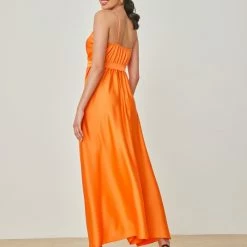 Καλύτερη πώληση 🔔 The Fashion Project Φόρεμα μακρύ σατέν με άνοιγμα - Πορτοκαλί 🤩 -Φορέματα Εκπτώσεις forema makru saten me anoigma 102327 68mp