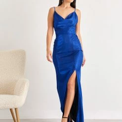 Καλύτερες κριτικές για 👏 The Fashion Project Φόρεμα μάξι με Glitter και άνοιγμα - Μπλε 🧨