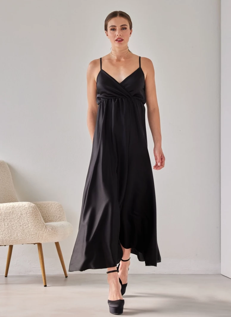 Νέος 🤩 The Fashion Project Φόρεμα μάξι σατέν με άνοιγμα - Μαύρο 🥰 3 Νέος 🤩 The Fashion Project Φόρεμα μάξι σατέν με άνοιγμα - Μαύρο 🥰 - Image 3