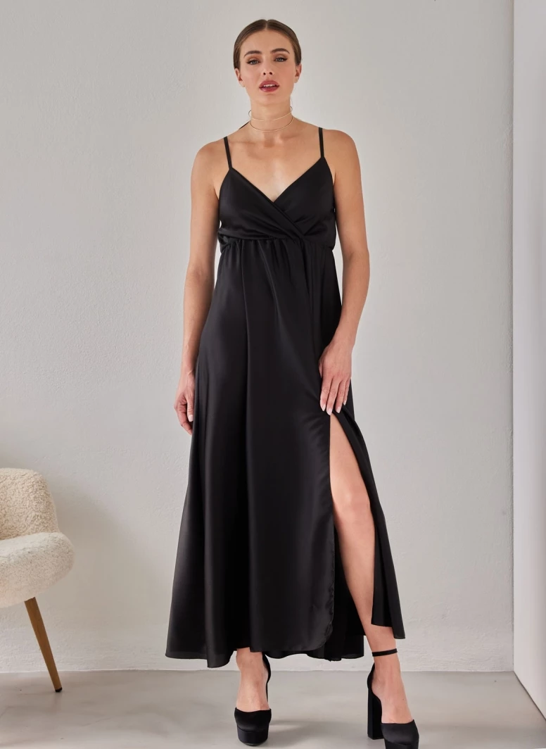 Νέος 🤩 The Fashion Project Φόρεμα μάξι σατέν με άνοιγμα - Μαύρο 🥰 5 Νέος 🤩 The Fashion Project Φόρεμα μάξι σατέν με άνοιγμα - Μαύρο 🥰 - Image 5