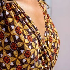 ΧΟΝΔΡΙΚΟ ΕΜΠΟΡΙΟ 🤩 The Fashion Project Εμπριμέ φόρεμα με σούρες - Μουσταρδί 😀 -Φορέματα Εκπτώσεις forema maxi emprime 103036 2bpa