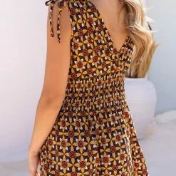 ΧΟΝΔΡΙΚΟ ΕΜΠΟΡΙΟ 🤩 The Fashion Project Εμπριμέ φόρεμα με σούρες - Μουσταρδί 😀 -Φορέματα Εκπτώσεις forema maxi emprime 103036 4kba