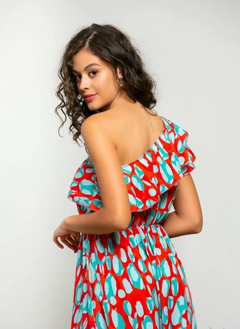 Τοπ 10 😉 The Fashion Project Εμπριμέ φόρεμα με βολάν στον ώμο - Κόκκινο ❤️ 4 Τοπ 10 😉 The Fashion Project Εμπριμέ φόρεμα με βολάν στον ώμο - Κόκκινο ❤️ - Image 4