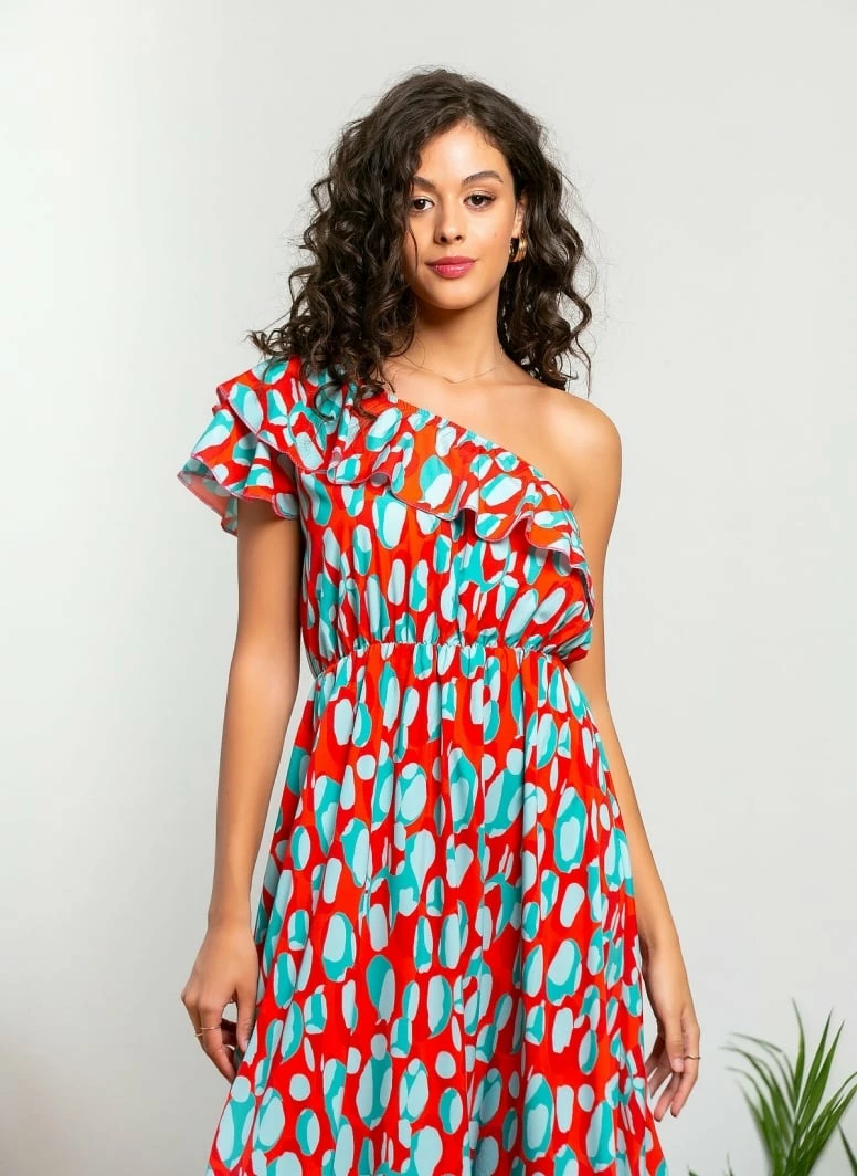 Τοπ 10 😉 The Fashion Project Εμπριμέ φόρεμα με βολάν στον ώμο - Κόκκινο ❤️ 2 Τοπ 10 😉 The Fashion Project Εμπριμέ φόρεμα με βολάν στον ώμο - Κόκκινο ❤️ - Image 2