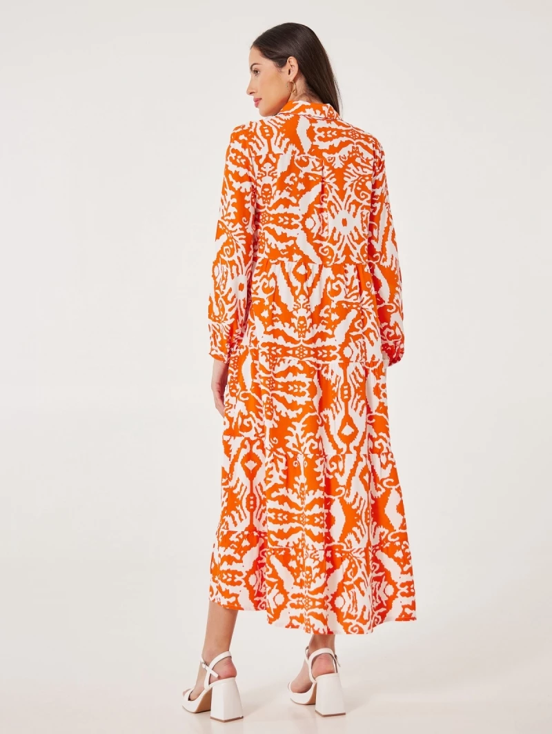 Καλύτερη πώληση 😍 Noobass Εμπριμέ φόρεμα με κουμπιά - Πορτοκαλί 😀 5 Καλύτερη πώληση 😍 Noobass Εμπριμέ φόρεμα με κουμπιά - Πορτοκαλί 😀 - Image 5