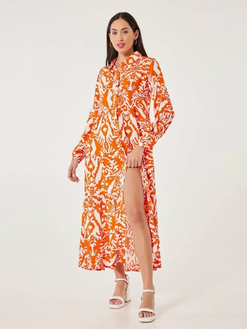 Καλύτερη πώληση 😍 Noobass Εμπριμέ φόρεμα με κουμπιά - Πορτοκαλί 😀 6 Καλύτερη πώληση 😍 Noobass Εμπριμέ φόρεμα με κουμπιά - Πορτοκαλί 😀 - Image 6