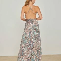 Flash Sale 🎁 Εμπριμέ φόρεμα με λαχούρια NAIBA 401.073E - Άμμου 🎁 -Φορέματα Εκπτώσεις forema maxi me laxouria naiba 401073e 105062 pjn1