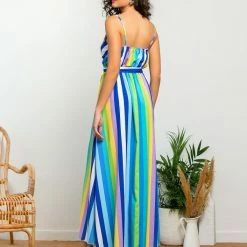 Προϋπολογισμός 🎁 The Fashion Project Φόρεμα Maxi με χρωματιστές ρίγες - Μπλε 😀 -Φορέματα Εκπτώσεις forema maxi me xrwmatistes riges 105210 mou6