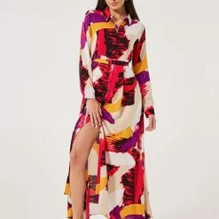 ΧΟΝΔΡΙΚΟ ΕΜΠΟΡΙΟ 😍 Noobass Εμπριμέ φόρεμα με κουμπιά - Multi 😀