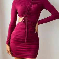 Συμφωνίες ❤️ The Fashion Project Φόρεμα με άνοιγμα και σούρες - Μπορντό 🔔 -Φορέματα Εκπτώσεις forema me anoigma kai soures 106344 6n2z