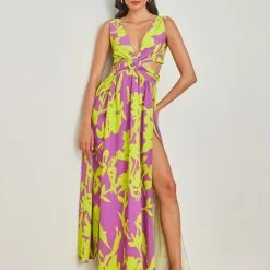 Η καλύτερη συμφωνία 💯 The Fashion Project Φλοράλ φόρεμα με άνοιγματα - Κίτρινο ⭐