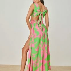 Ολοκαίνουργιο 😀 The Fashion Project Φλοράλ φόρεμα με άνοιγματα - Πράσινο 🛒 -Φορέματα Εκπτώσεις forema me cut outs kai kriko 103688 j47n