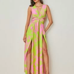 Η καλύτερη συμφωνία ✨ The Fashion Project Φλοράλ φόρεμα με άνοιγματα - Λαχανί ⭐