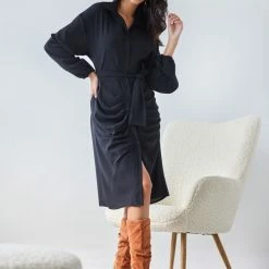 Best Pirce 🔔 The Fashion Project Φόρεμα με δέσιμο και σούρες - Μαύρο 🔥 -Φορέματα Εκπτώσεις forema me desimo kai soures 107597 0hdo