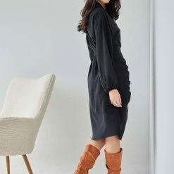 Best Pirce 🔔 The Fashion Project Φόρεμα με δέσιμο και σούρες - Μαύρο 🔥 -Φορέματα Εκπτώσεις forema me desimo kai soures 107597 9yw3