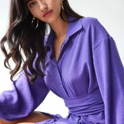 Εξοδος 😉 The Fashion Project Φόρεμα με δέσιμο και σούρες - Μωβ 👏 -Φορέματα Εκπτώσεις forema me desimo kai soures 107599 4sfg