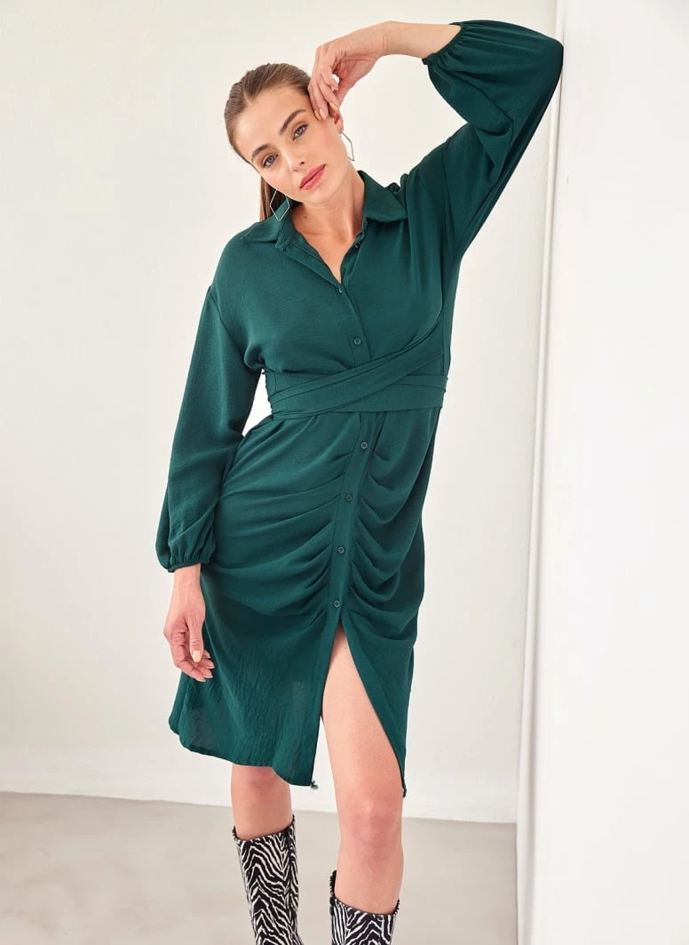 Η καλύτερη συμφωνία 🎁 The Fashion Project Φόρεμα με δέσιμο και σούρες - Κυπαρισσί 😀 4 Η καλύτερη συμφωνία 🎁 The Fashion Project Φόρεμα με δέσιμο και σούρες - Κυπαρισσί 😀 - Image 4