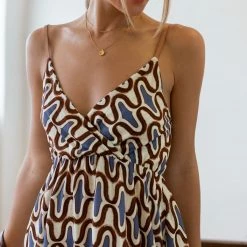 Πολύ καλή προσφορά 🛒 The Fashion Project Εμπριμέ φόρεμα με κρουαζέ μπούστο - Καφέ 🌟 -Φορέματα Εκπτώσεις forema me idiaitero pattern 105150 57ti