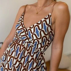 Πολύ καλή προσφορά 🛒 The Fashion Project Εμπριμέ φόρεμα με κρουαζέ μπούστο - Καφέ 🌟