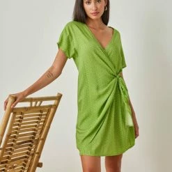 Πολύ καλή προσφορά ✔️ Εμπριμέ φόρεμα κρουαζέ NAIBA 4001.214A - Λαχανί 🔥 -Φορέματα Εκπτώσεις forema me krouaze laimokopsi naiba 4001214a 102928 786c