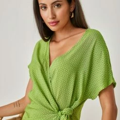 Πολύ καλή προσφορά ✔️ Εμπριμέ φόρεμα κρουαζέ NAIBA 4001.214A - Λαχανί 🔥 -Φορέματα Εκπτώσεις forema me krouaze laimokopsi naiba 4001214a 102928 asxt