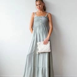 Εξοδος 💯 The Fashion Project Φόρεμα με ξύλινα κουμπιά - Χακί 🤩