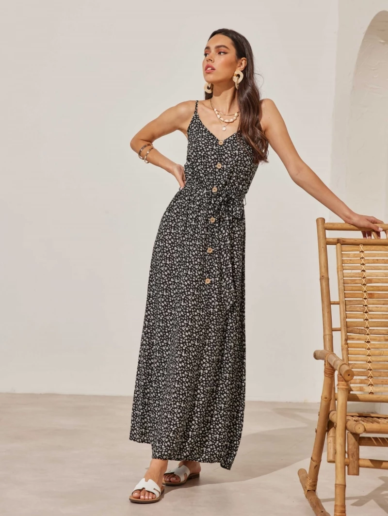 Προϋπολογισμός 🎉 The Fashion Project Φλοράλ φόρεμα με ξύλινα κουμπιά - Μαύρο 👏 3 Προϋπολογισμός 🎉 The Fashion Project Φλοράλ φόρεμα με ξύλινα κουμπιά - Μαύρο 👏 - Image 3