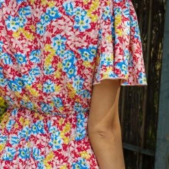 Πολύ καλή προσφορά 🎁 The Fashion Project Φλοράλ φόρεμα κρουαζέ - Κόκκινο 👍 -Φορέματα Εκπτώσεις forema me louloudia kai volan 102587 xdao