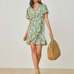 Best Pirce 👍 The Fashion Project Φλοράλ φόρεμα κρουαζέ - Πράσινο 😍