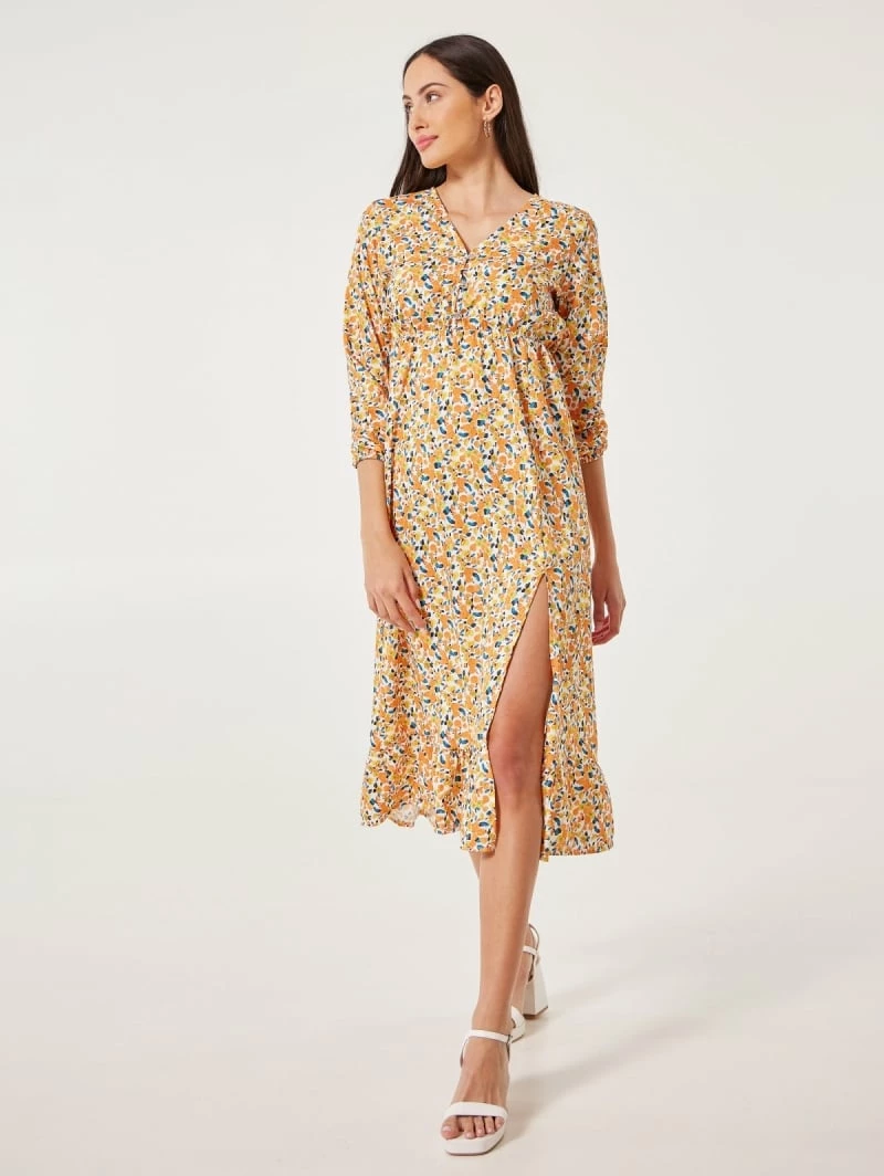 Νέος 🧨 The Fashion Project Φλοράλ φόρεμα με άνοιγμα στο πλάι - Πορτοκαλί 🔔 2 Νέος 🧨 The Fashion Project Φλοράλ φόρεμα με άνοιγμα στο πλάι - Πορτοκαλί 🔔 - Image 2