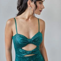 Flash Sale 👏 The Fashion Project Φόρεμα με παγιέτες και Cut Outs - Κυπαρισσί 🎁