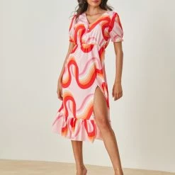 Τοπ 10 😀 The Fashion Project Εμπριμέ φόρεμα με βολάν - Ροζ 🛒 -Φορέματα Εκπτώσεις forema me pattern kai volan sto teleiwma 103694 f7pl