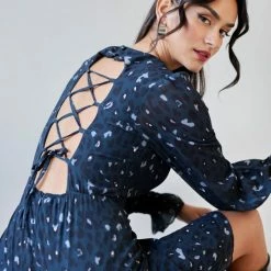 Τοπ 10 🌟 The Fashion Project Εμπριμέ φόρεμα με ανοιχτή πλάτη - Μαύρο 💯 -Φορέματα Εκπτώσεις forema me print kai anoixti plati 108369 ete9