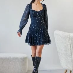 Τοπ 10 🌟 The Fashion Project Εμπριμέ φόρεμα με ανοιχτή πλάτη - Μαύρο 💯