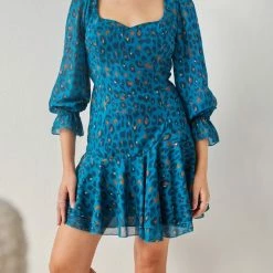 Καλύτερη πώληση ⭐ The Fashion Project Εμπριμέ φόρεμα με ανοιχτή πλάτη - Petrol 💯